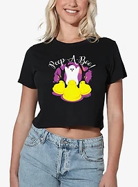 Peeps Peep-A-Boo Ghost Halloween Womens Crop Top