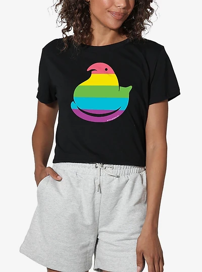 Peeps Rainbow Striped Easter Womens Crop Top