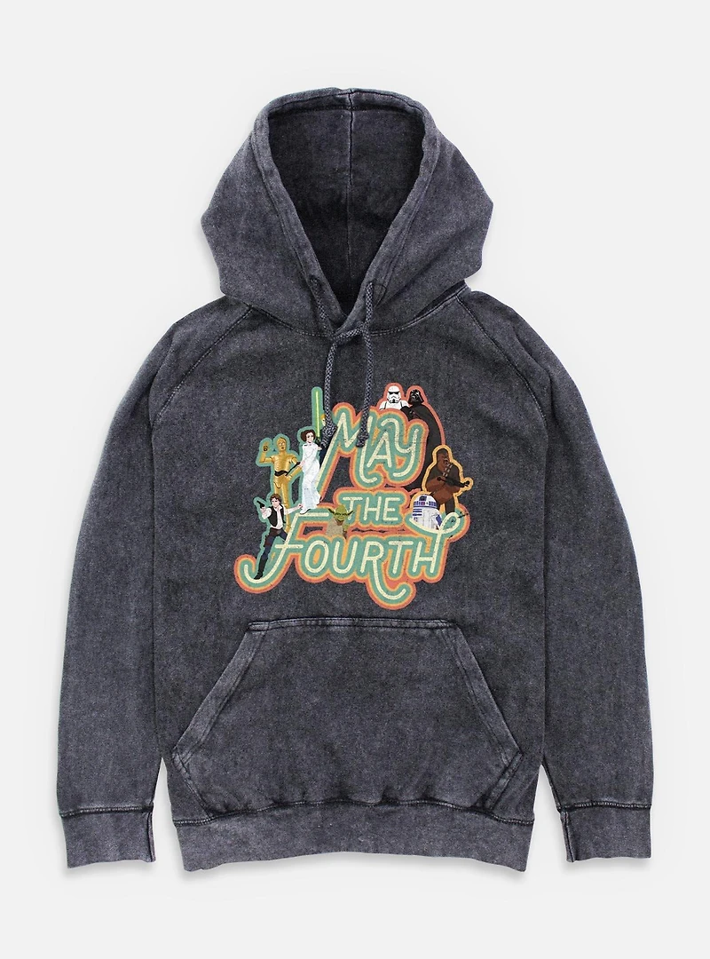 Star Wars May The 4th Retro Group Mineral Wash Hoodie