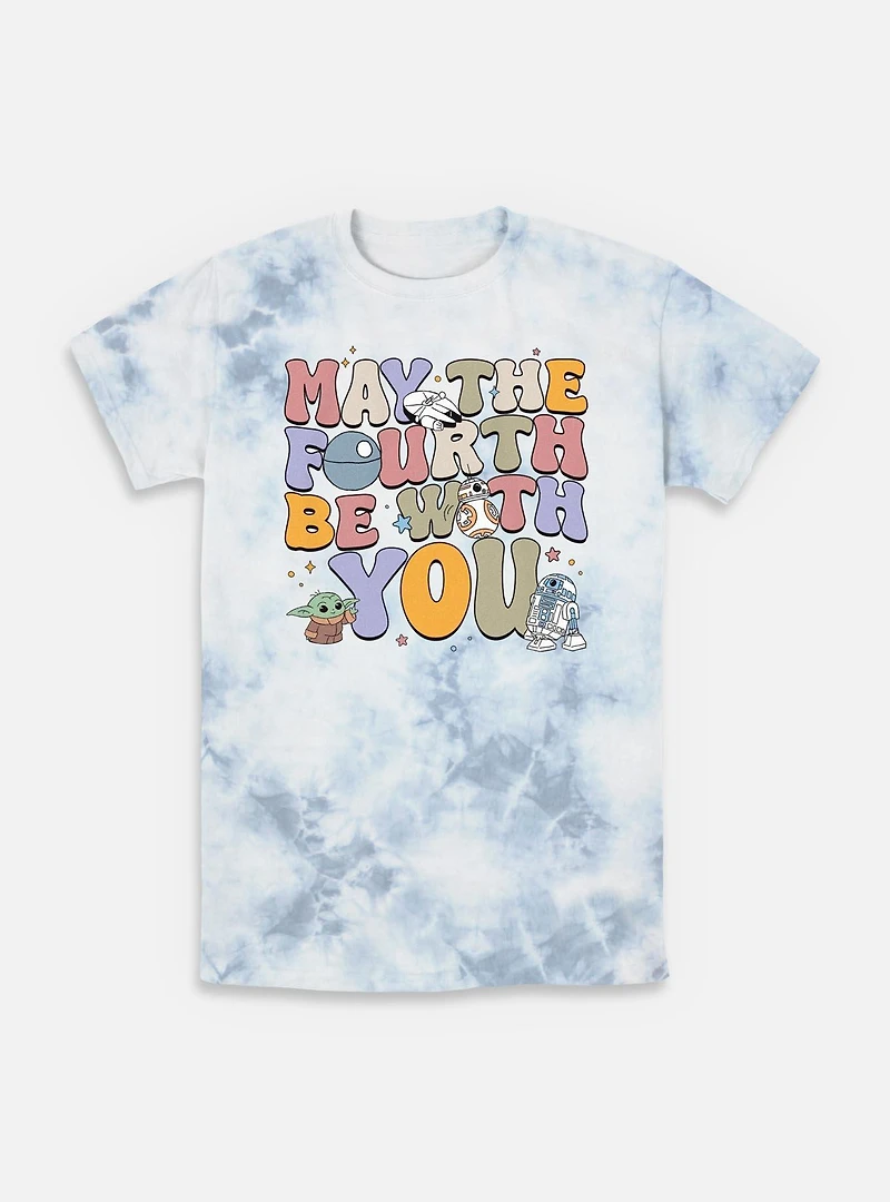 Star Wars The Mandalorian May Fourth Groovy Text Tie-Dye T-Shirt
