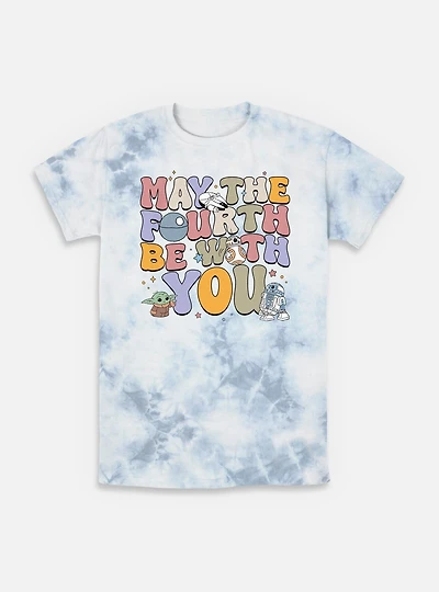 Star Wars The Mandalorian May Fourth Groovy Text Tie-Dye T-Shirt
