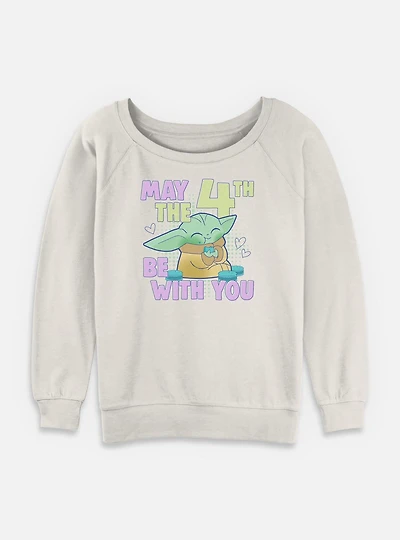 Star Wars The Mandalorian May 4th Grogu Womens Slouchy Sweatshirt