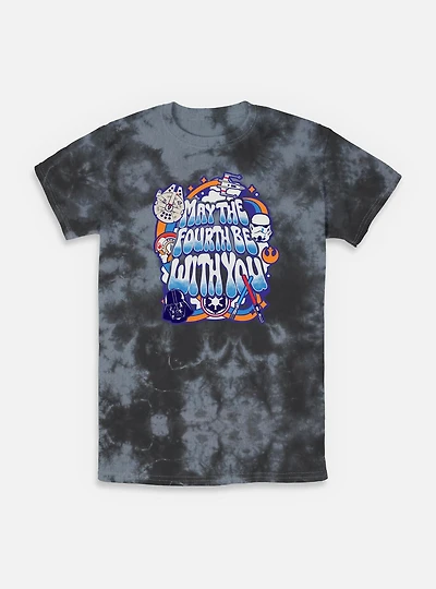 Star Wars Bubble Text May The Fourth Tie-Dye T-Shirt