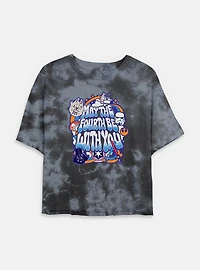 Star Wars Bubble Text May The Fourth Womens Tie-Dye Crop T-Shirt
