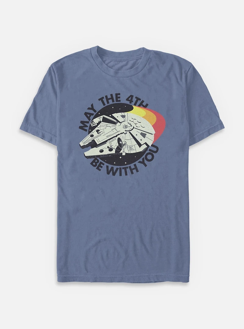 Star Wars Retro May The 4th Millenium Falcon Garment Dye T-Shirt