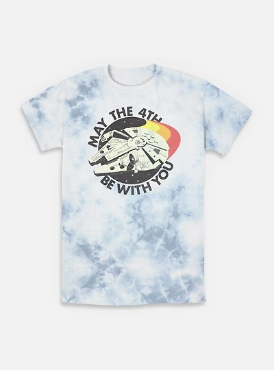 Star Wars Retro May The 4th Millenium Falcon Tie-Dye T-Shirt