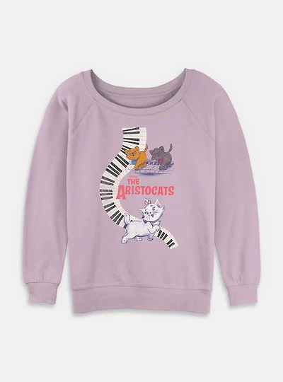 Disney The Aristocats Piano Kitten Group Womens Slouchy Sweatshirt