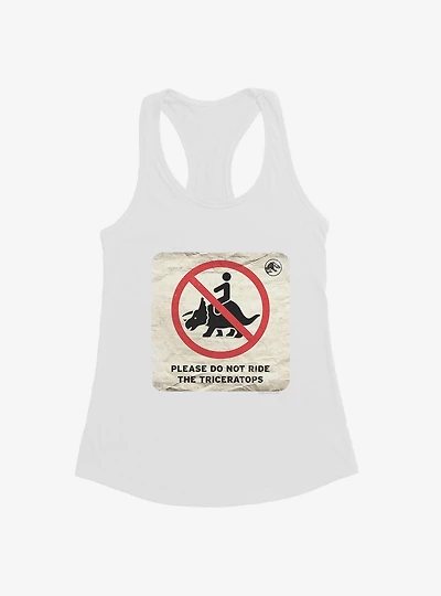 Jurassic World Dominion Do Not Ride Triceratops Womens Tank Top
