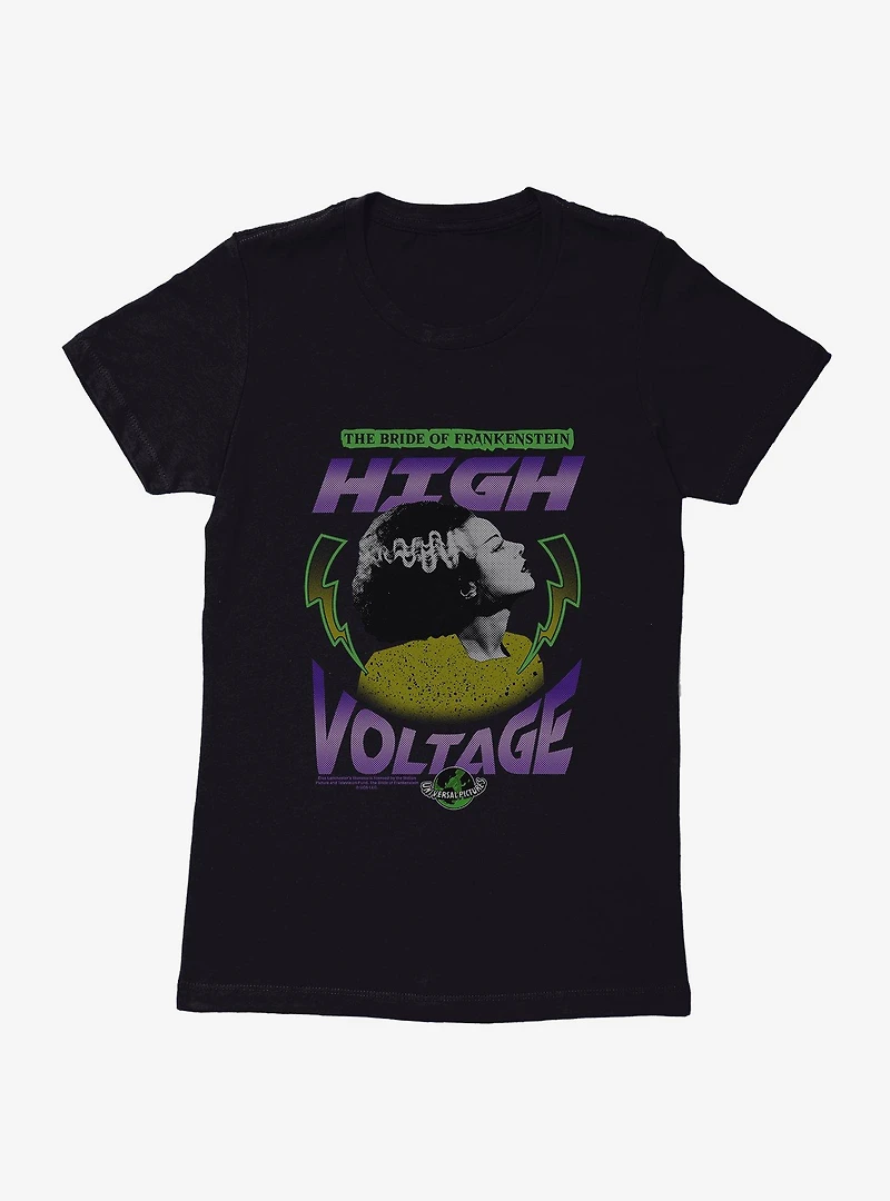 Universal Monsters Bride Of Frankenstein High Voltage Womens T-Shirt