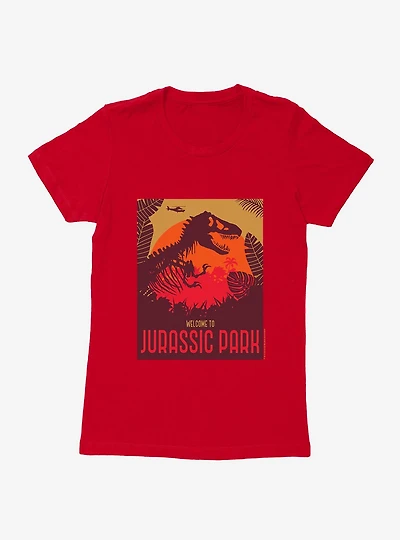 Jurassic Park Welcome Sunset Womens T-Shirt
