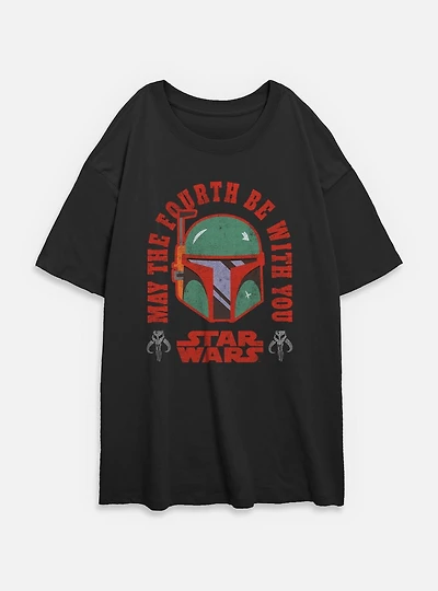 Star Wars Boba Fett May The 4th Womens Oversized T-Shirt