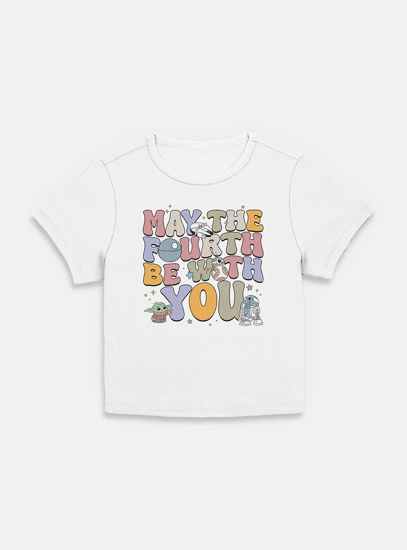 Star Wars The Mandalorian May Fourth Groovy Text Womens Baby T-Shirt