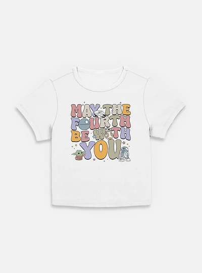 Star Wars The Mandalorian May Fourth Groovy Text Womens Baby T-Shirt