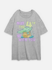 Star Wars The Mandalorian May 4th Grogu Womens Oversized T-Shirt