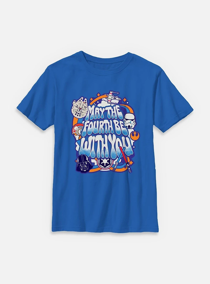 Star Wars Bubble Text May The Fourth Youth T-Shirt