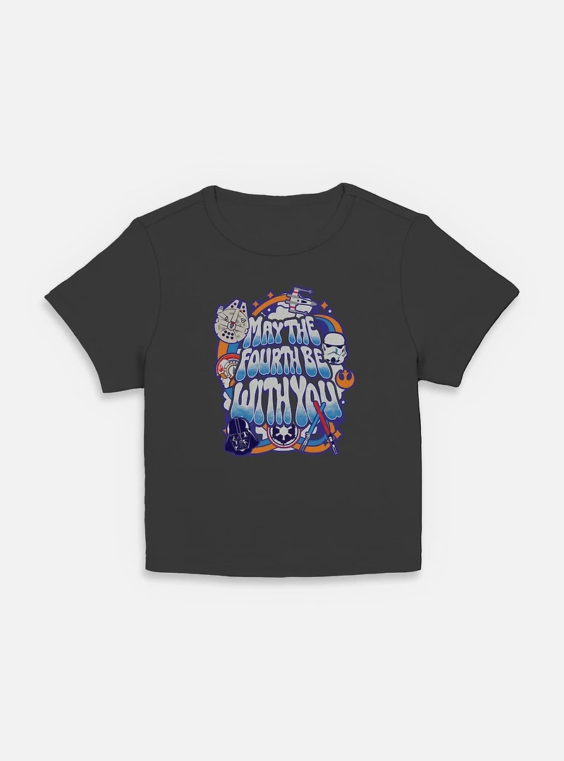 Star Wars Bubble Text May The Fourth Womens Baby T-Shirt