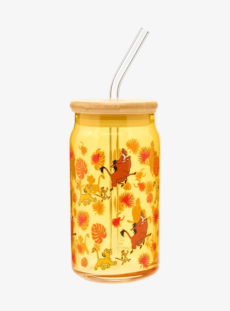 Disney The Lion King Botanical Glass Cup With Lid — BoxLunch Exclusive