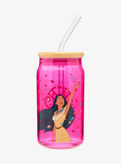 Disney Pocahontas Swirling Leaves Glass With Lid — BoxLunch Exclusive