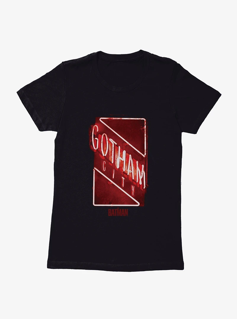 DC Comics The Batman Gotham City Neon Sign Womens T-Shirt