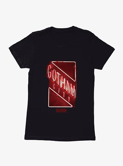 DC Comics The Batman Gotham City Neon Sign Womens T-Shirt