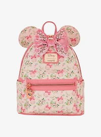 Loungefly Disney Minnie Mouse Pink Floral Ears Mini Backpack
