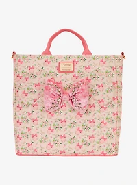 Loungefly Disney Minnie Mouse Pink Floral Ears Convertible Tote Bag