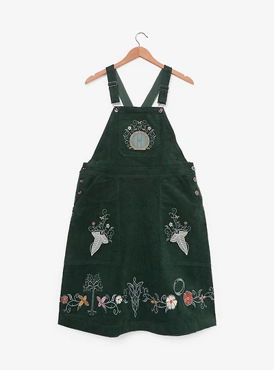 the Lord of Rings Embroidered Icons Corduroy Plus Overall Dress - BoxLunch Exclusive