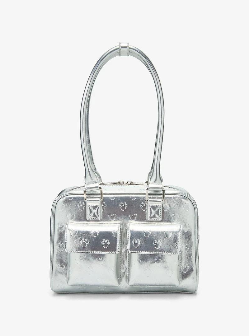 Loungefly Disney Mickey & Minnie Silver Metallic Purse — BoxLunch Exclusive