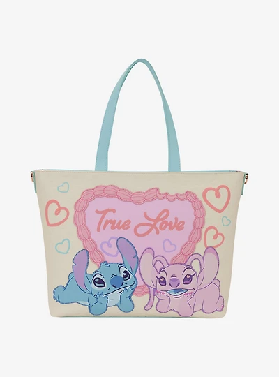 Loungefly Disney Lilo & Stitch Angel & Stitch Valentine's Day Cake Tote Bag