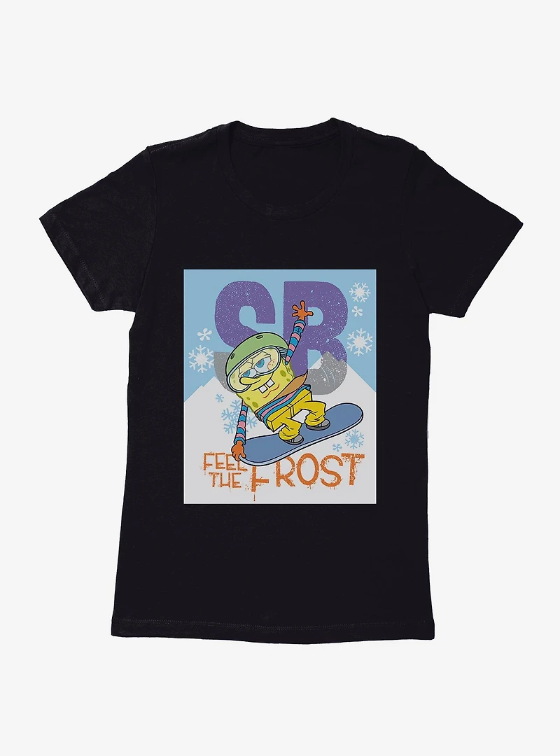 SpongeBob SquarePants Feel The Frost Snowboarding Womens T-Shirt
