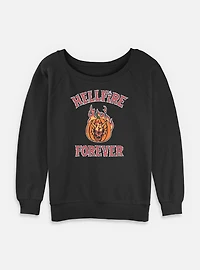 Stranger Things Hellfire Forever Pumpkin Womens Slouchy Sweatshirt