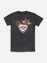 Stranger Things Hellfire Club Devil Heart Mineral Wash T-Shirt