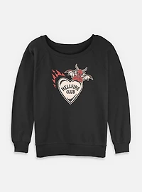 Stranger Things Hellfire Club Devil Heart Womens Slouchy Sweatshirt