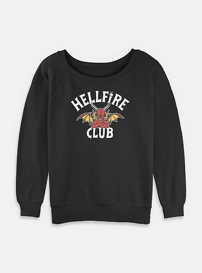 Stranger Things Devil Hellfire Club Logo Womens Slouchy Sweatshirt