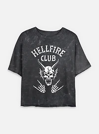 Stranger Things Hellfire Club Rocks Womens Mineral Wash Crop T-Shirt