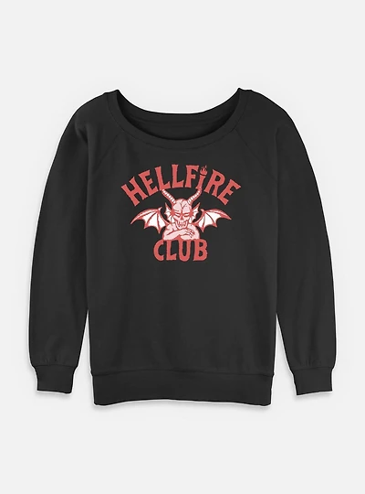 Stranger Things Devil Logo Hellfire Club Womens Slouchy Sweatshirt