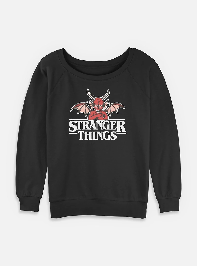 Stranger Things Hellfire Club Devil Womens Slouchy Sweatshirt