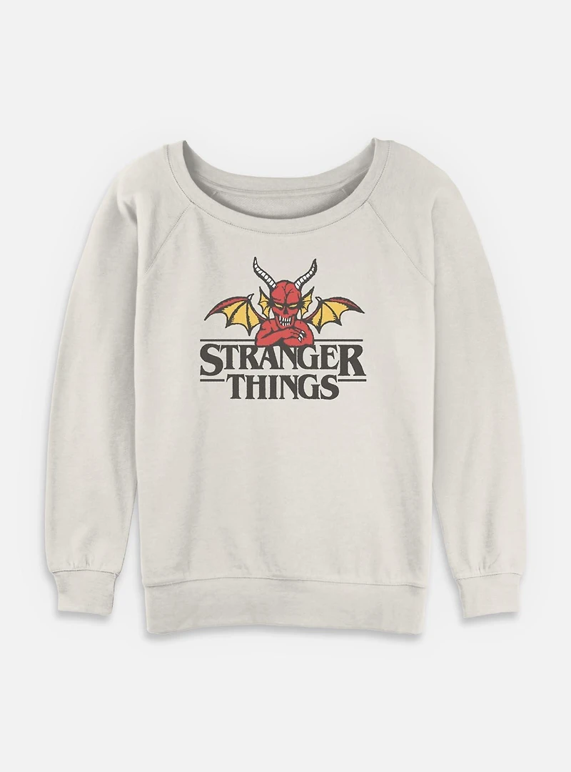 Stranger Things Hellfire Club Devil Logo Womens Slouchy Sweatshirt