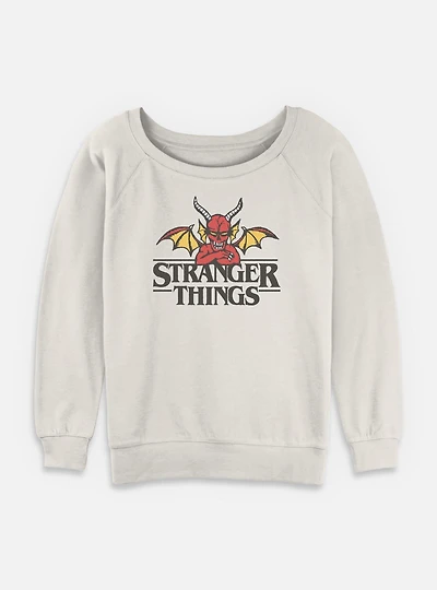 Stranger Things Hellfire Club Devil Logo Womens Slouchy Sweatshirt