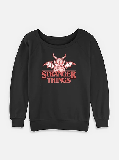 Stranger Things Devil Hellfire Clube Logo Womens Slouchy Sweatshirt
