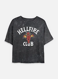 Stranger Things Hellfire Club Devil Frame Womens Mineral Wash Crop T-Shirt