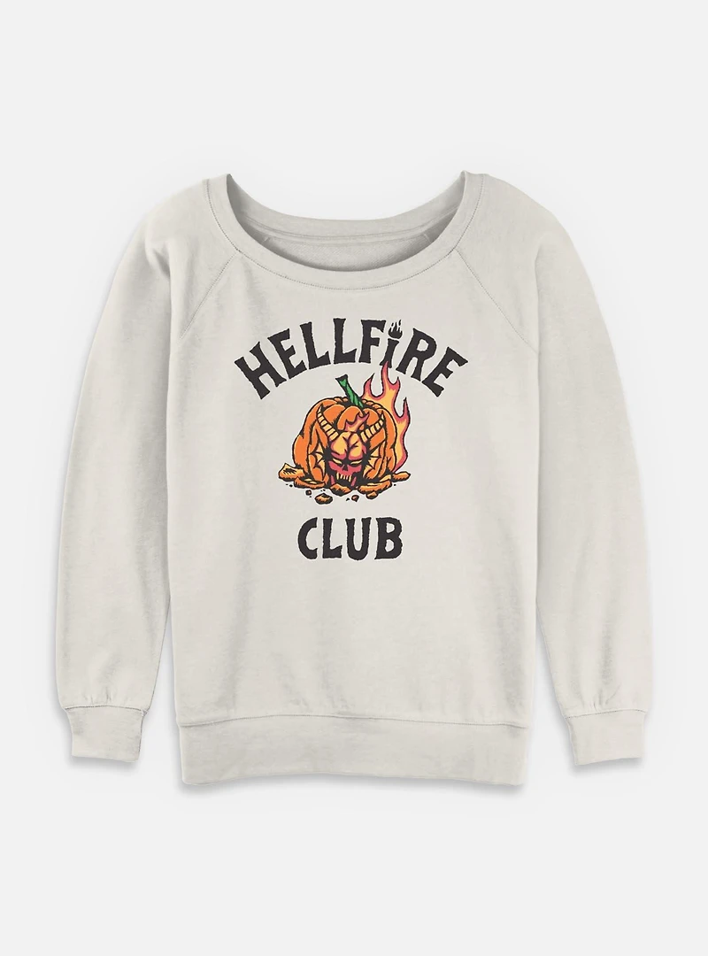 Stranger Things Hellfire Club Pumpkin Womens Slouchy Sweatshirt
