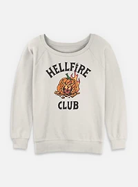 Stranger Things Hellfire Club Pumpkin Womens Slouchy Sweatshirt