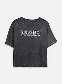 Ghost the Shell Stand Alone Complex Logo Mineral Wash Womens Crop T-Shirt