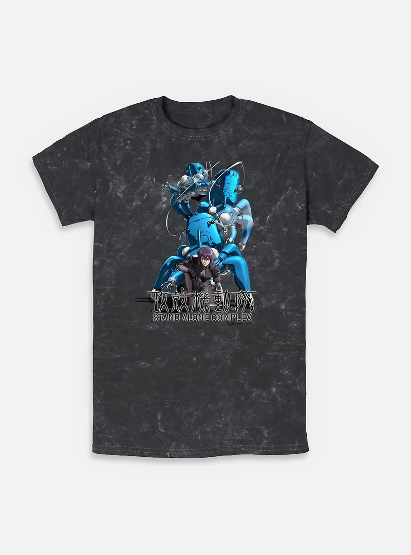 Ghost the Shell Motoko With Tachikomas Mineral Wash T-Shirt