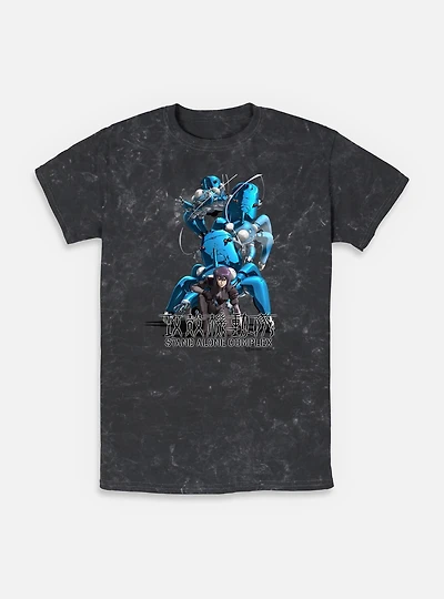 Ghost the Shell Motoko With Tachikomas Mineral Wash T-Shirt