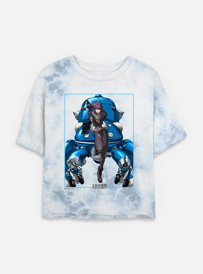 Ghost the Shell Motoko Guns Tachikomas Tie Dye Crop Womens T-Shirt