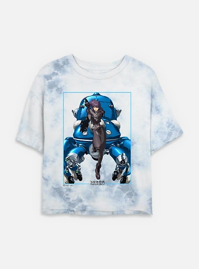 Ghost the Shell Motoko Guns Tachikomas Tie Dye Crop Womens T-Shirt