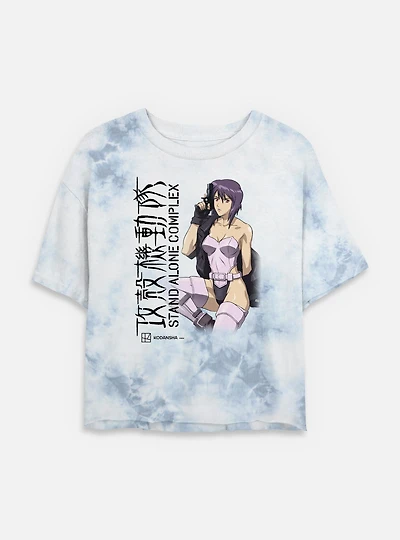 Ghost The Shell Motoko Kusanagi Stand Alone Complex Tie Dye Crop Womens T-Shirt