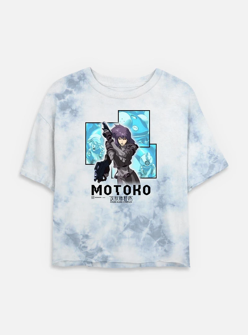 Ghost the Shell Box Layered Tie Dye Crop Womens T-Shirt